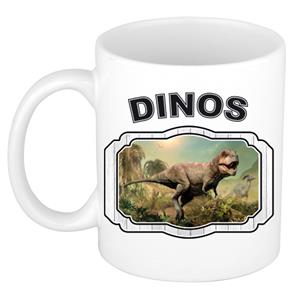 Dieren Liefhebber T-rex Dinosaurus Mok 300 Ml - Kerramiek - Cadeau Beker / Mok Dinosaurussen Liefhebber