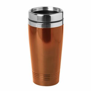 Warmhoudbeker/warm Houd Beker Metallic Oranje 450 Ml - Rvs Isoleerbeker/thermosbekers Reisbekers Voor Onderweg