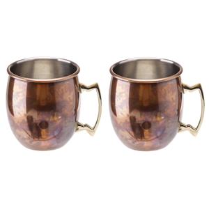 2x Cocktailbekers/cocktailglazen Moscow Mule 450 Ml Antiek Koper - Cocktailglazen