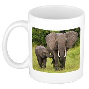 Dieren Olifant Foto Mok 300 Ml - Cadeau Beker / Mok Olifanten Liefhebber