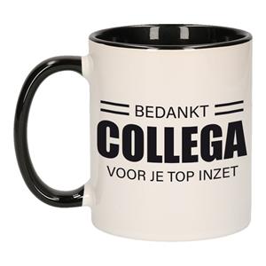 1x Stuks Collega Cadeau Mok / Beker Bedankt Collega Voor Je Top Inzet - Zwart - Werknemer/ Personeel Cadeau