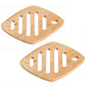 Set Van 2x Stuks Vierkante Pannen Onderzetters Van Hout 18 Cm - Onderzetters Voor Ovenschalen En Kookpannen