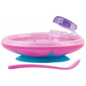 Nuby Warmhoudbord Met Zuignap 400 Ml Siliconen Roze 2-delig