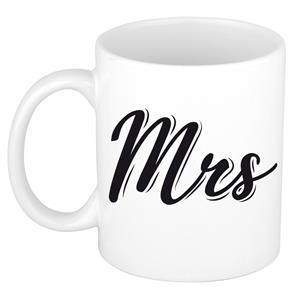 Witte Mrs Cadeau Mok / Beker - 300 Ml - Keramiek - Koffiemokken / Theebekers