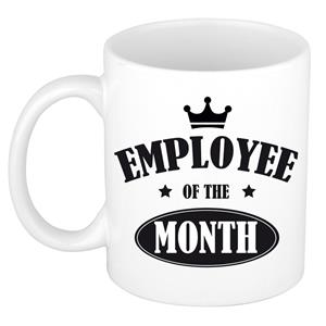 1x Stuks Collega Cadeau Mok / Beker Employee Of The Month/ Werknemer Van De Maand - Wit - Personeel Cadeau