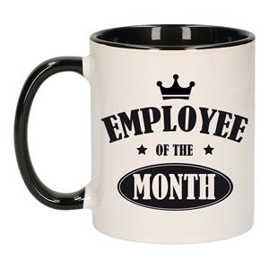 1x Stuks Collega Cadeau Mok / Beker Employee Of The Month/ Werknemer Van De Maand - Zwart - Personeel Cadeau