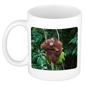 Dieren Orangoetan Foto Mok 300 Ml - Cadeau Beker / Mok Apen Liefhebber