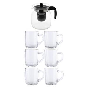 Glazen Theepot Met Infuser En 6x Theeglazen - Theeservies