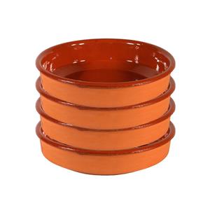 4x Mini Tapas Schaaltjes Bruin/ Terracotta Mini 10 Cm - Tapas Ovenschaaltjes/serveerschaaltjes