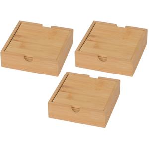 12x Bamboe Houten Glas Onderzetters Vierkant 10 Cm - Onderzetters Voor Glazen En Bekers