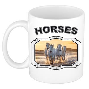 Dieren Liefhebber Wit Paard Mok 300 Ml - Kerramiek - Cadeau Beker / Mok Paarden Liefhebber