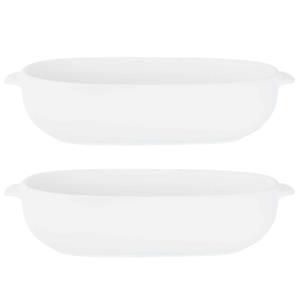 2x Witte Ovenschalen 18,5 X 11,5 X 5 Cm - Ovaal - Klassieke Braadsledes - Ovenschotel Schalen - Bakvorm/braadslede