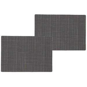 6x Stuks Stevige Luxe Tafel Placemats Liso Grijs 30 X 43 Cm - Met Anti Slip Laag En Teflon Coating Toplaag