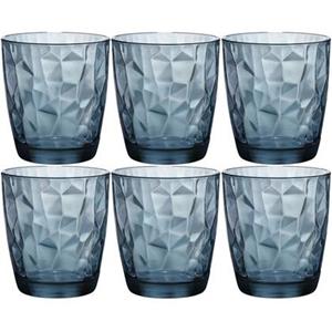 Bormioli Rocco Set van 6x stuks tumbler waterglazen/drinkglazen blauw 300 ml - Drinkglazen