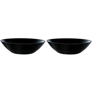 2x Salade Schalen/slakommen Van Zwart Glas 27 Cm - Schalen En Kommen - Keuken Accessoires