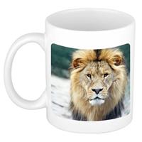 Dieren Leeuw Foto Mok 300 Ml - Cadeau Beker / Mok Leeuwen Liefhebber