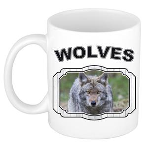 Dieren Liefhebber Wolf Mok 300 Ml - Keramiek - Cadeau Beker / Mok Wolven Liefhebber