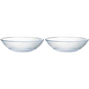 2x Salade Schalen/slakommen Van Glas Met Relief 26 Cm - Schalen En Kommen - Keuken Accessoires