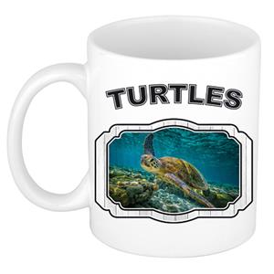 Dieren Liefhebber Zee Schildpad Mok 300 Ml - Kerramiek - Cadeau Beker / Mok Schildpadden Liefhebber