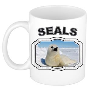 Dieren Liefhebber Zeehond Mok 300 Ml - Kerramiek - Cadeau Beker / Mok Zeehonden Liefhebber
