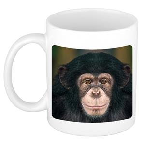 Dieren Leuke Chimpansee Foto Mok 300 Ml - Cadeau Beker / Mok Apen Liefhebber