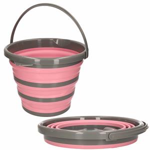 2x Opvouwbare Emmer Roze/grijs 10 Liter - Camping Emmer Roze/grijs