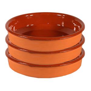 3x Tapas Schalen Bruin/ Terracotta 35 Cm - Tapas Serveerschalen/borden/ovenschalen