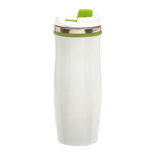 Rvs Warmhoudbeker/warm Houd Beker Winter Wit/groen 400 Ml - Isoleerbeker/thermosbekers - Dubbelwandig