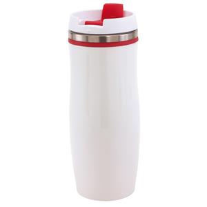 Rvs Warmhoudbeker/warm Houd Beker Winter Wit/rood 400 Ml - Isoleerbeker/thermosbekers - Dubbelwandig