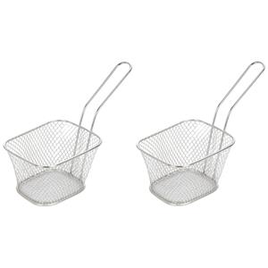 2x Patat/snack Serveermandje/frituurmandje Zilver 20 Cm - Tafeldecoratie - Patat/snack Serveren In Een Mandje