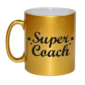 Super Coach Tekst Cadeau Mok / Beker - 330 Ml - Goudkleurig - Kado Koffiemok / Theebeker