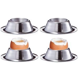 8x Eierdopjes Rvs 5 Cm - Ontbijten En Pasen - Eierdoppen