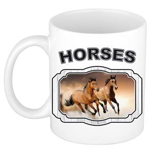 Dieren Liefhebber Bruin Paard Mok 300 Ml - Kerramiek - Cadeau Beker / Mok Paarden Liefhebber