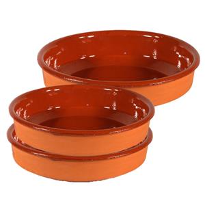 3x Tapas Borden/ovenschalen Set Sevilla 21 En 26 Cm - Serveerschalen - Terracotta Bordjes/schaaltjes - Tapasschalen