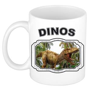 Dieren Liefhebber Brullende T-rex Dinosaurus Mok 300 Ml - Kerramiek - Cadeau Beker / Mok Dinosaurussen Liefhebber