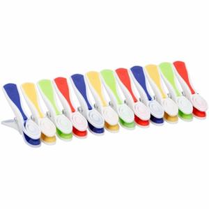 Gekleurde Wasknijpers - 12x Stuks - Plastic Knijpers / Wasspelden - Handige Camping Wasknijpers