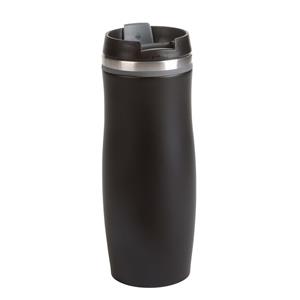 Rvs Warmhoudbeker/warm Houd Beker Zwart/grijs 400 Ml - Isoleerbeker/thermosbekers - Dubbelwandig