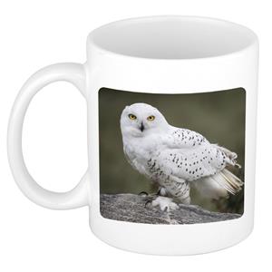 Dieren Sneeuwuil Foto Mok 300 Ml - Cadeau Beker / Mok Uilen Liefhebber