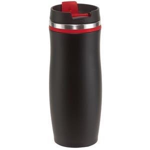 Rvs Warmhoudbeker/warm Houd Beker Zwart/rood 400 Ml - Isoleerbeker/thermosbekers - Dubbelwandig