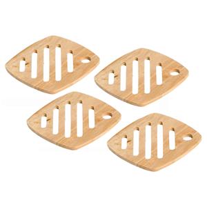 Set Van 4x Stuks Vierkante Pannen Onderzetters Van Hout 18 Cm - Onderzetters Voor Ovenschalen En Kookpannen