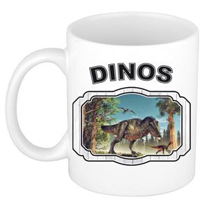 Dieren Liefhebber Dinosaurus T-rex Mok 300 Ml - Kerramiek - Cadeau Beker / Mok Dinosaurussen Liefhebber