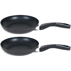 Set Van 2x Stuks Aluminium Zwarte Koekenpannen Gusto Met Anti-aanbak Laag 24 Cm - Hapjespannen