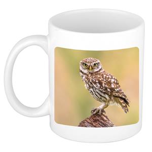 Dieren Steenuil Foto Mok 300 Ml - Cadeau Beker / Mok Uilen Liefhebber