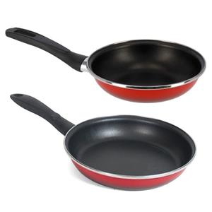 2x Formaten Koekenpannen Set Rood Merida - 20 En 24 Cm Diameter - Braadpannen/bakpannen