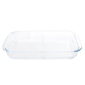 Rechthoekige Glazen 2-vaks Ovenschaal 3,2 Liter 34 X 21 X 5 Cm - Ovenschotel Schalen