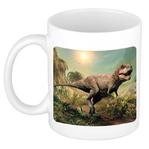 Dieren Stoere T-rex Dinosaurus Foto Mok 300 Ml - Cadeau Beker / Mok Dinosaurussen Liefhebber