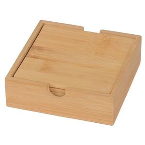 4x Bamboe Houten Glas Onderzetters Vierkant 10 Cm - Onderzetters Voor Glazen En Bekers