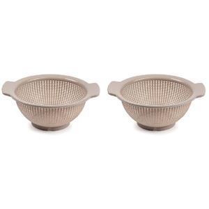 Set Van 2x Stuks Kunststof Keuken Vergiet Taupe 27 X 24 X 10 Cm - Plastic Vergieten Keuken Accessoires - Afgieten