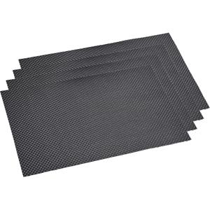 4x Rechthoekige Placemats Zwart Geweven 29 X 43 Cm - Placemats/onderleggers - Keukenbenodigdheden - Tafeldecoratie