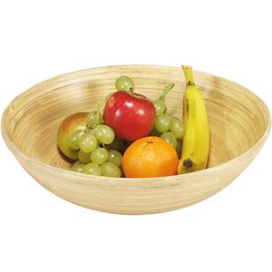 Bamboe Houten Fruitschaal/serveerschaal 25 X 8 Cm - Fruitschalen/fruitmanden - Broodmand/broodmanden - Serveerschalen